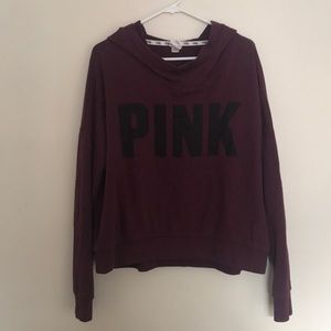 PINK mock cowl neck hoodie (Large)